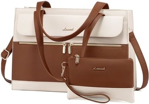 Lovevook Laptop-Tasche für Frauen 15,6 Zoll Laptop TOTE Arbeitstasche professionelle Leder Computer Briefkasten wasserdicht Geschäft