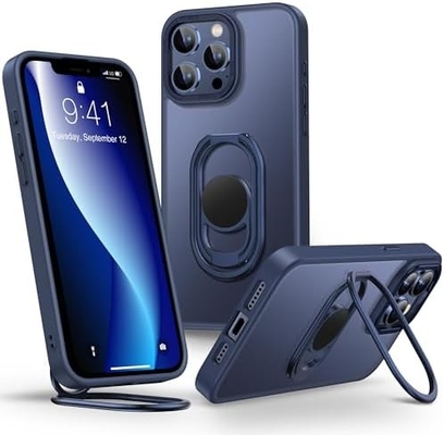 Schild für iPhone 12 Pro Max Gehäuse mit Ständer, Telefongehäuse klar mit Doppelringhalter [Verstellbar &amp; Klappbar]