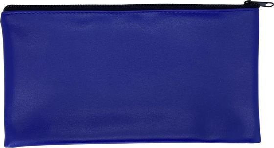 Blue Bank Security Deposit Zipper Bag, wasserdichtes Vinyl-beschichtetes Leder-ähnliches Äußeres mit weichen Innenverkleidungen.