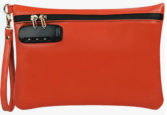 Geruchssichere Tasche aus PU-Leder mit Zahlenschloss, praktische Kosmetiktasche mit Griff, Reise-Geldtasche, Banktasche mit Reißverschluss.
