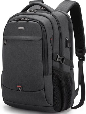 17 Zoll Laptop Rucksack für Reisen Wasserdichtes College Rucksack für Männer/Frauen Laptop Rucksack mit USB-Ladestation, Schwarz