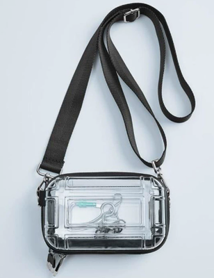 Mini transparent travel makeup bag, 7-inch single-shoulder bag, travel crossbody bag, PC hard shell storage bag, aviation small square bag