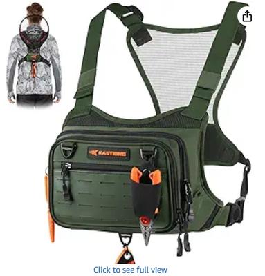 Wasserabweisende Angel-Brusttasche; Angeltasche für Männer | EVA Zip-Down-Arbeitsfläche, MOLLE-Aufbewahrung, verstellbare Brustgurte und vielseitiges multifunktionales Aufbewahrungssystem