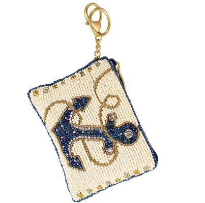 Hooked Up Coin Purse Auffällige Schmetterlings-Münzgeldbörse mit auffälliger Perlenstickerei, floralen Mustern, verspieltem Quasten-Schlüsselanhänger und Reißverschluss, perfekt für kleine Essentials