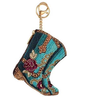 Kickin'Around Coin PurseSoft rosa Perlen Münze Tasche mit glitzernder Goldkrone Reißverschluss leicht offener Auslöser Haken Schlüsselring und Kreditkarte passend Kompaktes Design