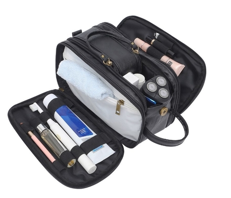 Schwarze Toilettenartikel-Wäsche-Taschen-wasserdichte Reise Mesh Bags Farb-PUs lederne