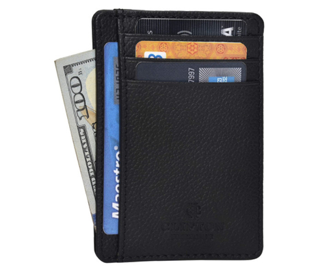 Men Slim Leather Wallet Card Case RFID Blocking Smart Minimalist