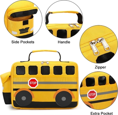 Lunchbox für Kinder Jungen Mädchen Schul-Lunch-Taschen Wiederverwendbarer Kühl-Thermische Mahlzeit Tote für Picknick (gelber Schulbus)