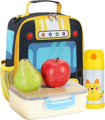 Kinder Mittagspacke für Schülerinnen Jungen Isolierte Mittagsbeutel mit Schultergurt Wiederverwendbares Mittagskocher Tote für Reisen Pini
