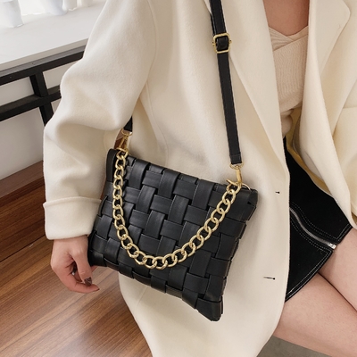 PU WOMEN'S BAG TEXTURE Woven Handtasche 2024 Frühling auf der neuen koreanischen Version der Mode Kette Schultertasche