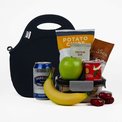 Built Gourmet Getaway Soft Neopren Lunch Tote Bag - leicht, isoliert und wiederverwendbar, eine Größe, schwarz
