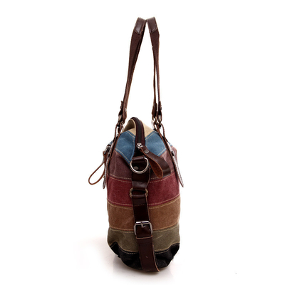 Neue Tendenz Regenbogen gestreifte Leinwand Tasche Mode Patchwork Damen Tasche WASCH WASCH Kleidung Tasche