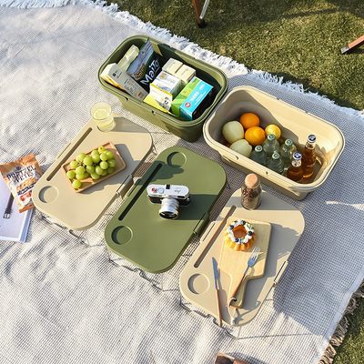 Außen-Flüchtlings-CAMPING zusammenklappbare Lagerkiste Klapptisch Picknick tragbare Lagerkörbe Picknickkorb kommt mit