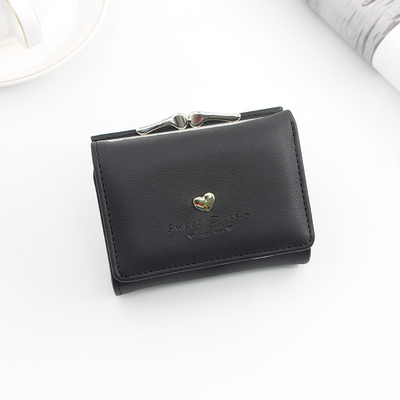 KURZER KLIMP-TASCHEN Frauen-Herz-Form-Hardware Klammer-TASCHEN SOLID COLOR Einfache Münze Geldbeutel Karten-TASCHEN KURZER KLIMP-TASCHEN