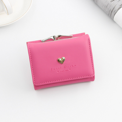 KURZER KLIMP-TASCHEN Frauen-Herz-Form-Hardware Klammer-TASCHEN SOLID COLOR Einfache Münze Geldbeutel Karten-TASCHEN KURZER KLIMP-TASCHEN