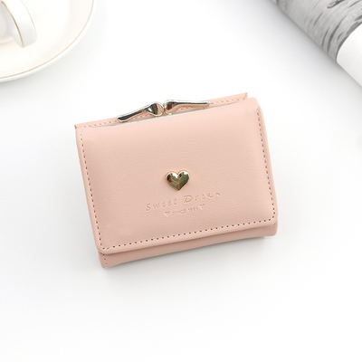 KURZER KLIMP-TASCHEN Frauen-Herz-Form-Hardware Klammer-TASCHEN SOLID COLOR Einfache Münze Geldbeutel Karten-TASCHEN KURZER KLIMP-TASCHEN