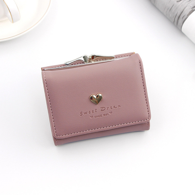 KURZER KLIMP-TASCHEN Frauen-Herz-Form-Hardware Klammer-TASCHEN SOLID COLOR Einfache Münze Geldbeutel Karten-TASCHEN KURZER KLIMP-TASCHEN