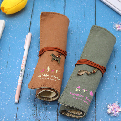 FREISCH und modisch Großflächiger Stift Tasche Bleistiftkoffer Einfacher kreativer Junior High School Männer und Frauen Leinwand Bleistift