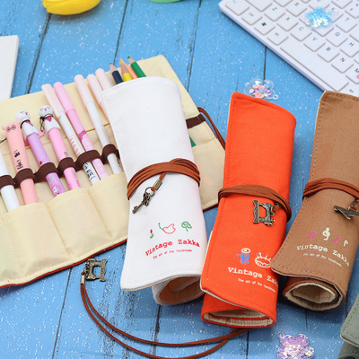 FREISCH und modisch Großflächiger Stift Tasche Bleistiftkoffer Einfacher kreativer Junior High School Männer und Frauen Leinwand Bleistift