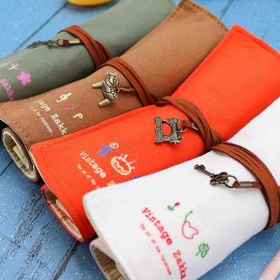FREISCH und modisch Großflächiger Stift Tasche Bleistiftkoffer Einfacher kreativer Junior High School Männer und Frauen Leinwand Bleistift