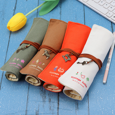 FREISCH und modisch Großflächiger Stift Tasche Bleistiftkoffer Einfacher kreativer Junior High School Männer und Frauen Leinwand Bleistift