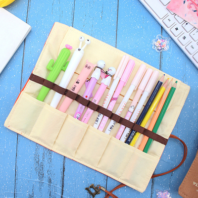 FREISCH und modisch Großflächiger Stift Tasche Bleistiftkoffer Einfacher kreativer Junior High School Männer und Frauen Leinwand Bleistift