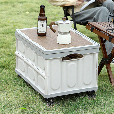 Aufbewahrungsbox für den Kofferraum des Autos Aufbewahrungsbox für das Camping Outdoor Aufbewahrungsbox für das Camping Faltbarer Aufbewahrungsbox mit Holzdeckel für das Picknick