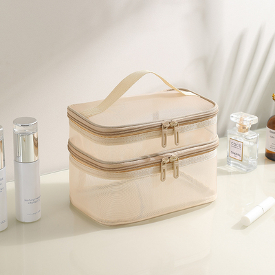 NEUE GAUZE MAKEUP Tasche GROSSE FÜHRERKAPITÄT SIMPLISCHE tragbare Toilettenbeutel Doppelschicht tragbare kosmetische Lagertasche