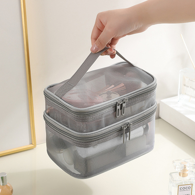 NEUE GAUZE MAKEUP Tasche GROSSE FÜHRERKAPITÄT SIMPLISCHE tragbare Toilettenbeutel Doppelschicht tragbare kosmetische Lagertasche