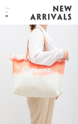 GEBREIDETER TOTE TASSEL DESIGN Leinwand Tasche Gebreidetes Alphabet Leinwand Unterarm Neue Schulter Sommer hohe Kapazität Damen Tasche