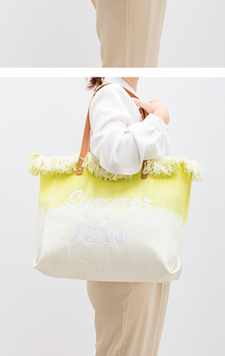 GEBREIDETER TOTE TASSEL DESIGN Leinwand Tasche Gebreidetes Alphabet Leinwand Unterarm Neue Schulter Sommer hohe Kapazität Damen Tasche