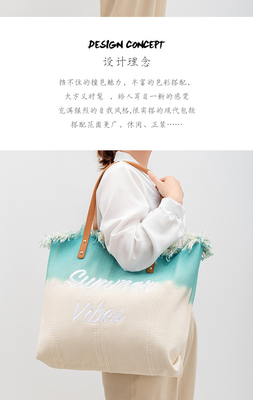 GEBREIDETER TOTE TASSEL DESIGN Leinwand Tasche Gebreidetes Alphabet Leinwand Unterarm Neue Schulter Sommer hohe Kapazität Damen Tasche