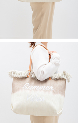 GEBREIDETER TOTE TASSEL DESIGN Leinwand Tasche Gebreidetes Alphabet Leinwand Unterarm Neue Schulter Sommer hohe Kapazität Damen Tasche