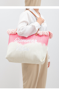 GEBREIDETER TOTE TASSEL DESIGN Leinwand Tasche Gebreidetes Alphabet Leinwand Unterarm Neue Schulter Sommer hohe Kapazität Damen Tasche