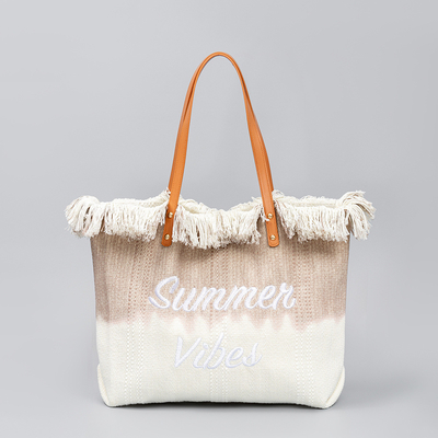 GEBREIDETER TOTE TASSEL DESIGN Leinwand Tasche Gebreidetes Alphabet Leinwand Unterarm Neue Schulter Sommer hohe Kapazität Damen Tasche