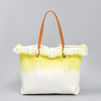 GEBREIDETER TOTE TASSEL DESIGN Leinwand Tasche Gebreidetes Alphabet Leinwand Unterarm Neue Schulter Sommer hohe Kapazität Damen Tasche