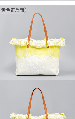 GEBREIDETER TOTE TASSEL DESIGN Leinwand Tasche Gebreidetes Alphabet Leinwand Unterarm Neue Schulter Sommer hohe Kapazität Damen Tasche