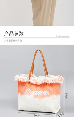 GEBREIDETER TOTE TASSEL DESIGN Leinwand Tasche Gebreidetes Alphabet Leinwand Unterarm Neue Schulter Sommer hohe Kapazität Damen Tasche