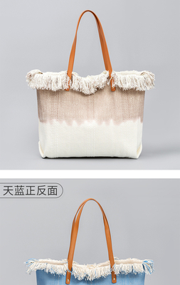 GEBREIDETER TOTE TASSEL DESIGN Leinwand Tasche Gebreidetes Alphabet Leinwand Unterarm Neue Schulter Sommer hohe Kapazität Damen Tasche