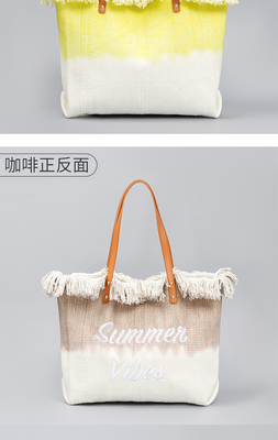 GEBREIDETER TOTE TASSEL DESIGN Leinwand Tasche Gebreidetes Alphabet Leinwand Unterarm Neue Schulter Sommer hohe Kapazität Damen Tasche