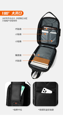 Neue Männer-Brusttasche Großkapazität Schulter-Tasche Kross-Body-Tasche Männliche Freizeit-Büro-iPad Computer-Brusttasche Hard Shell