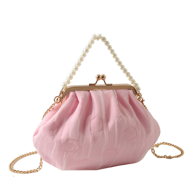 2024 NEW RETRO FAIRY SOLID COLOR kleine Tasche weiße Handtasche Perlen Tasche weibliche Netzgarn in einfache Crossbody-Tasche