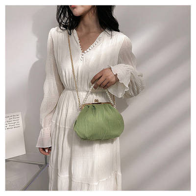 2024 NEW RETRO FAIRY SOLID COLOR kleine Tasche weiße Handtasche Perlen Tasche weibliche Netzgarn in einfache Crossbody-Tasche