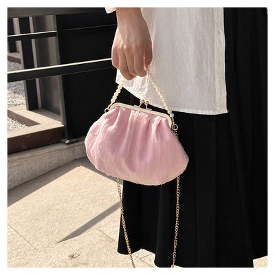 2024 NEW RETRO FAIRY SOLID COLOR kleine Tasche weiße Handtasche Perlen Tasche weibliche Netzgarn in einfache Crossbody-Tasche