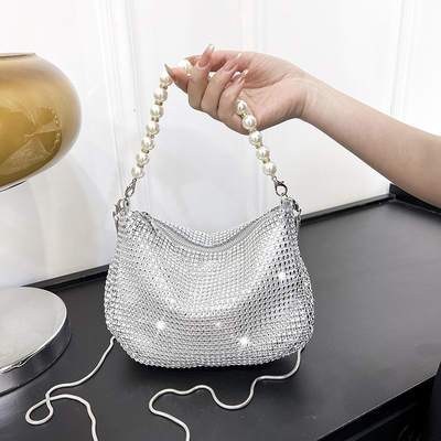 Neue Perlenhandfläche, Imitation, voller Diamant-Handtasche, Schultertasche, Grenzüberschreitende Sprengstoff-Party-Dinner-Tasche, Mode-Schulter.
