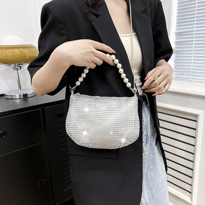 Neue Perlenhandfläche, Imitation, voller Diamant-Handtasche, Schultertasche, Grenzüberschreitende Sprengstoff-Party-Dinner-Tasche, Mode-Schulter.
