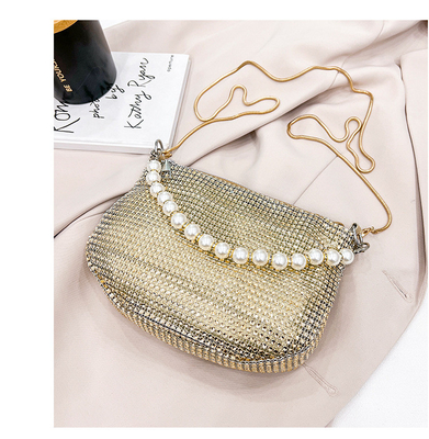 Neue Perlenhandfläche, Imitation, voller Diamant-Handtasche, Schultertasche, Grenzüberschreitende Sprengstoff-Party-Dinner-Tasche, Mode-Schulter.