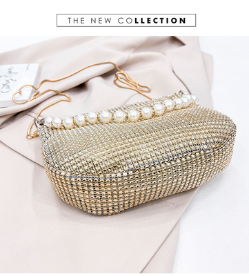 Neue Perlenhandfläche, Imitation, voller Diamant-Handtasche, Schultertasche, Grenzüberschreitende Sprengstoff-Party-Dinner-Tasche, Mode-Schulter.