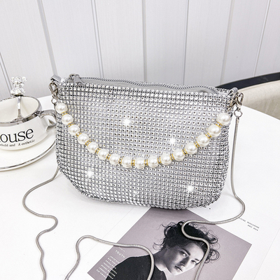 Neue Perlenhandfläche, Imitation, voller Diamant-Handtasche, Schultertasche, Grenzüberschreitende Sprengstoff-Party-Dinner-Tasche, Mode-Schulter.