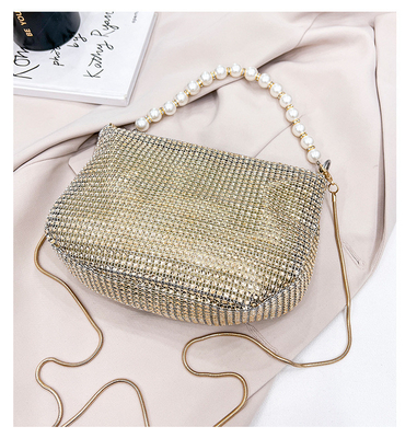Neue Perlenhandfläche, Imitation, voller Diamant-Handtasche, Schultertasche, Grenzüberschreitende Sprengstoff-Party-Dinner-Tasche, Mode-Schulter.